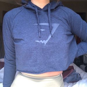 Navy Blue Gymshark Cropped Hoodie